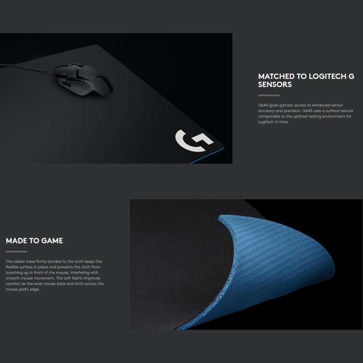 Logitech G640 Cloth Soft E-sport Gaming Mouse Pad, Size: 46 x 40cm (Black)