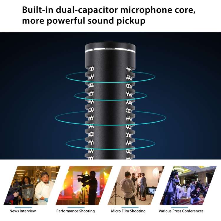 PULUZ Professional Interview Condenser Video Shotgun Microphone with 3.5mm Audio Cable for DSLR & DV