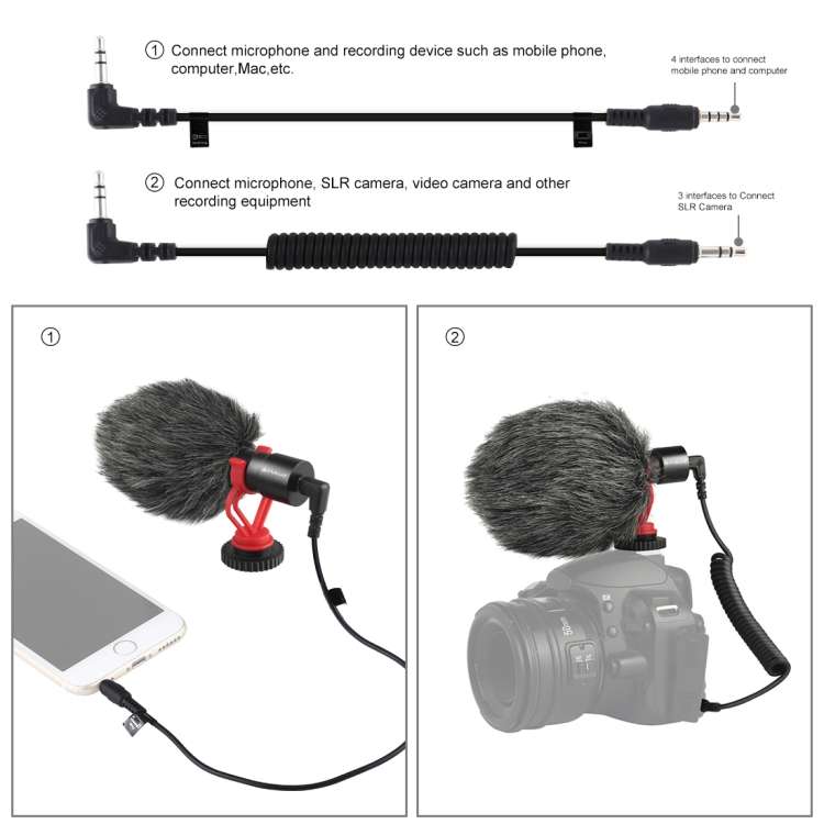 PULUZ Professional Interview Condenser Video Shotgun Microphone with 3.5mm Audio Cable for DSLR & DV