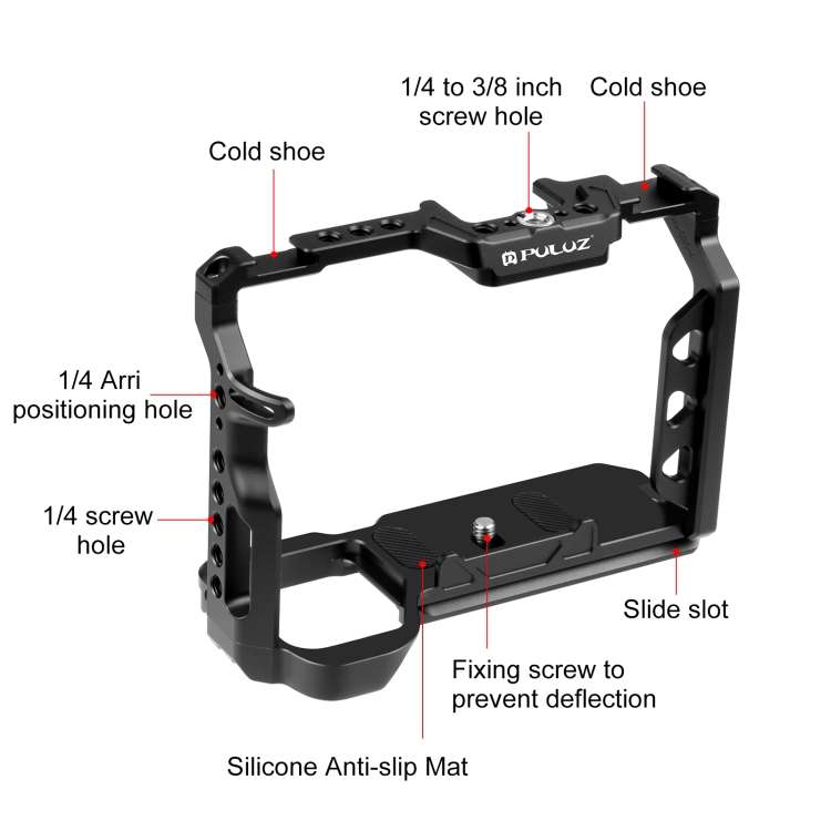 PULUZ Metal Camera Cage Stabilizer Rig for Sony A7 IV / ILCE-7M4 / A7M4 / A7M3 / A7R3  / A7R III(Bla