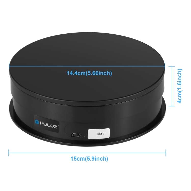PULUZ 15cm Adjusting Speed Rotating Turntable Display Stand, Load: 3kg(Black)