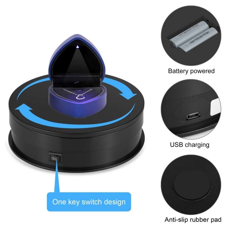PULUZ 15cm Adjusting Speed Rotating Turntable Display Stand, Load: 3kg(Black)
