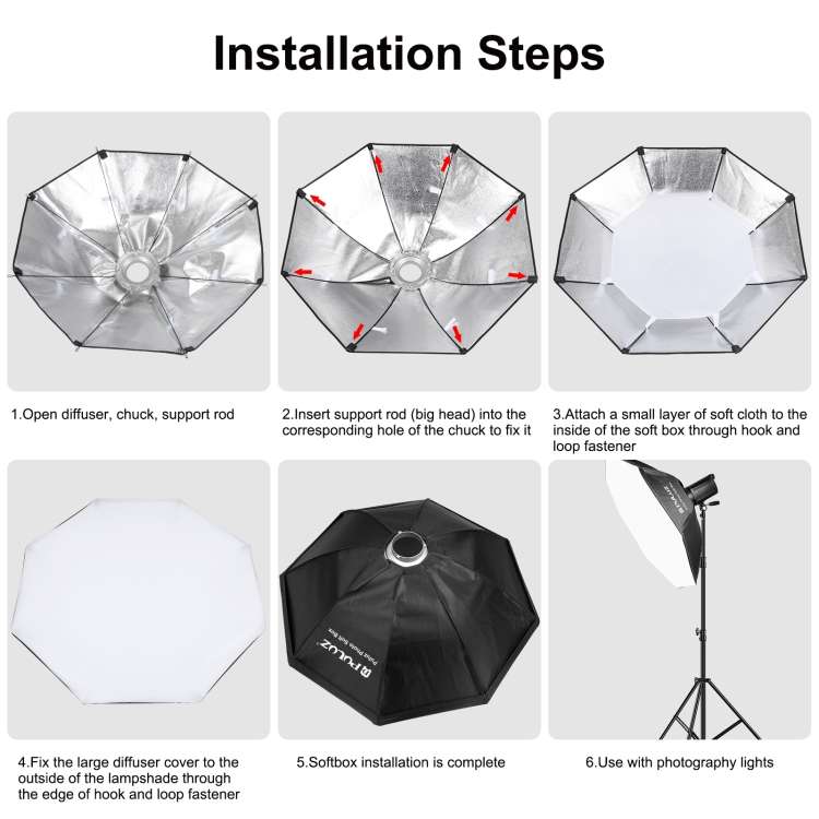 PULUZ 95cm Speedlite Flash Octagon Parabolic Softbox Bowens Mount Diffuser