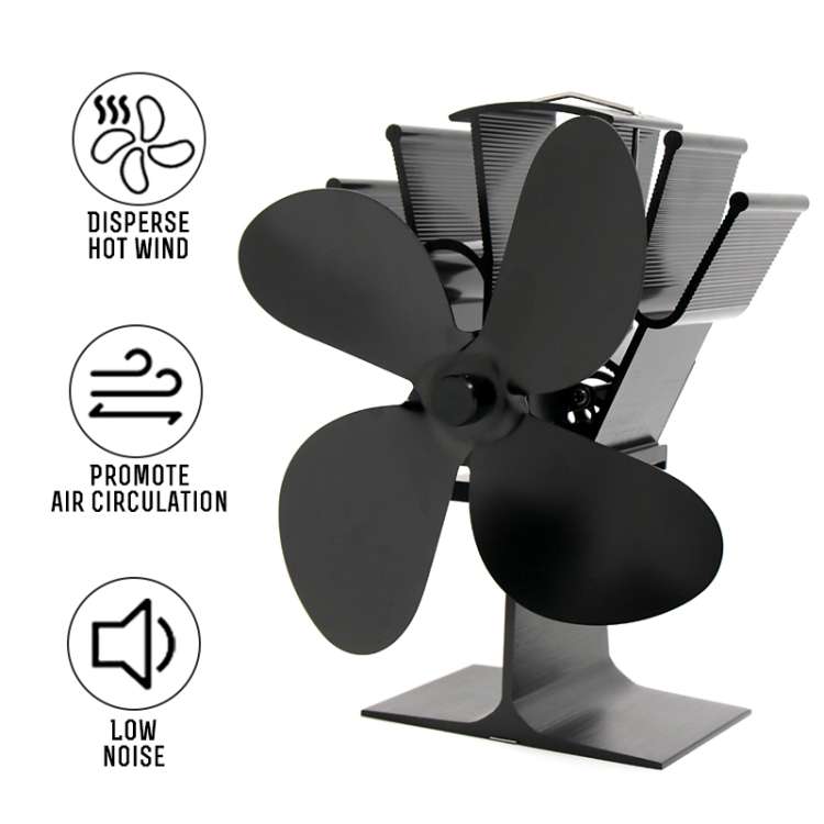 YL603 Eco-friendly Aluminum Alloy Heat Powered Stove Fan with 4 Blades for Wood / Gas / Pellet Stove