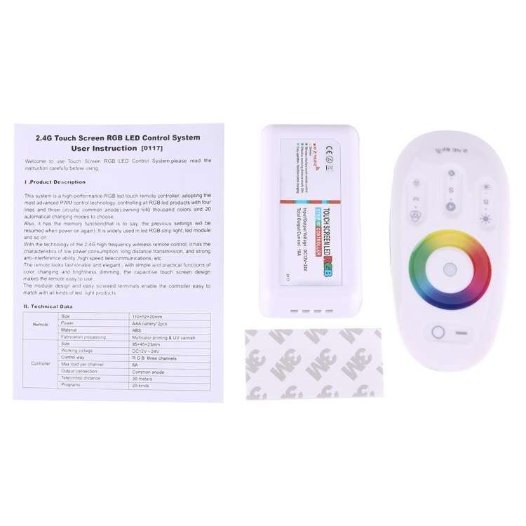 2.4G Touch Screen Remote RGB LED Controller