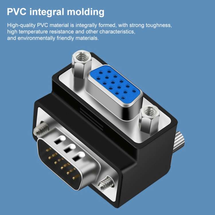 90 Degree VGA 15 Pin Male to Female Right Angle Adapter