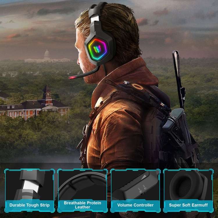 ONIKUMA K10 Computer Games Wired Headset with RGB LED Light