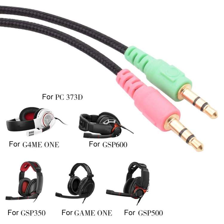 ZS0076 PC Version Gaming Headphone Cable for Sennheiser PC 373D GSP350 GSP500 GSP600 G4ME ONE GAME Z