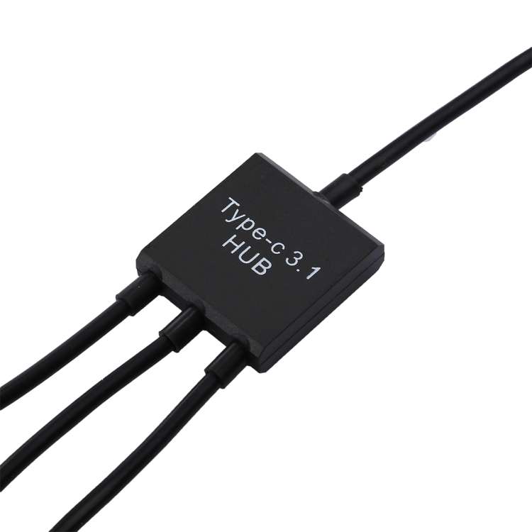 Portable USB-C / Type-C Male to Dual USB Ports Female + Micro USB Female Mini Cable Hub Splitter Ada