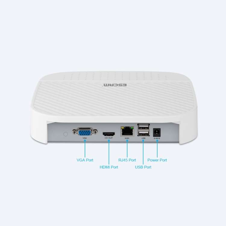 ESCAM PVR208 1080P 8CH+2CH ONVIF NVR Digital Video Recorder with 2CH Cloud Channel for IP Camera Sys