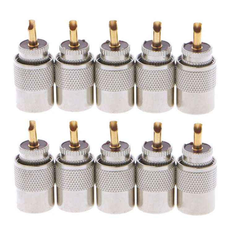 10 PCS UHF Connector Plugs PL-259 Male Solder for RG8X Coaxial Cable