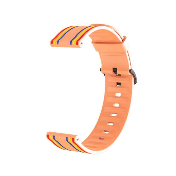 22mm For Huawei Watch GT2e / GT / GT2 46MM Striped Silicone Watch Band(Orange)