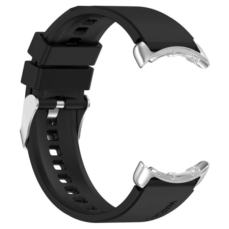 For Google Pixel Watch Metal Connector + Solid Color Silicone Watch Band(Black)