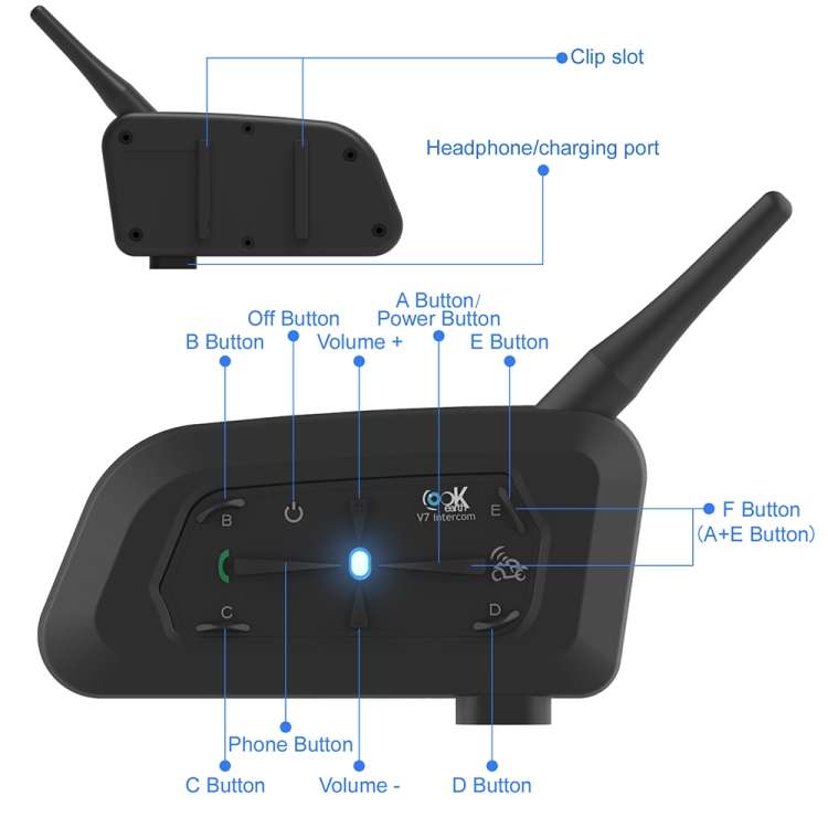 EJEAS V7 Type-C Interface Motorcycle Helmet Intercom