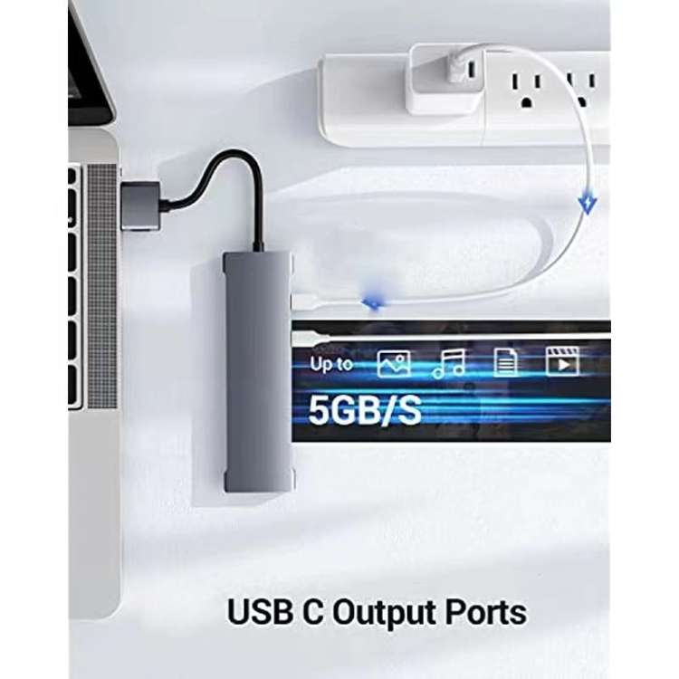 7 in 2 Type-C Multiport Adapter Hub for Mac Dongle w/4K HDMI,Thunderbolt 3/4