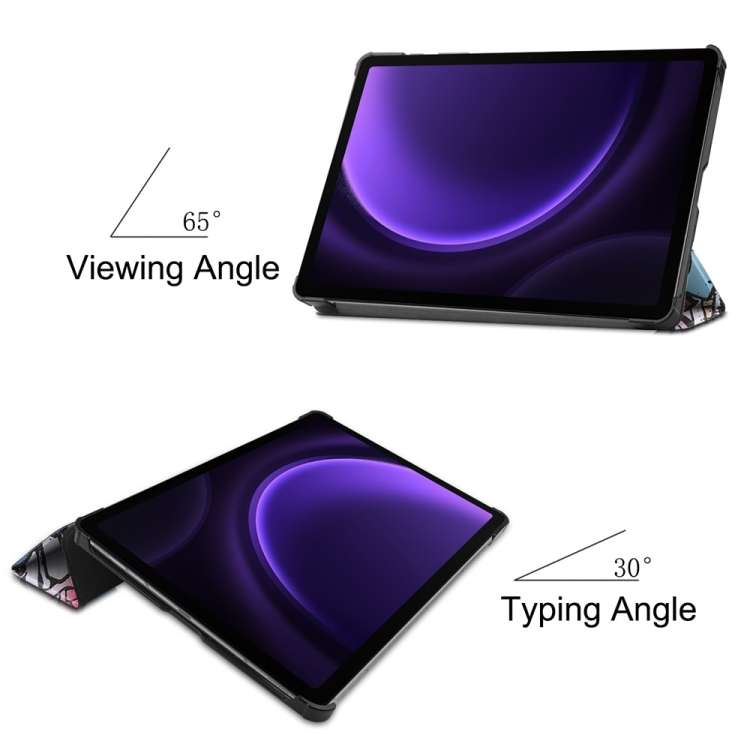 For Samsung Galaxy Tab S9 FE 10.9 JUNSUNMAY Custer Painted 3-Fold Stand Leather Smart Tablet Case(Gr