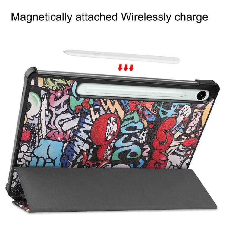 For Samsung Galaxy Tab S9 FE 10.9 JUNSUNMAY Custer Painted 3-Fold Stand Leather Smart Tablet Case(Gr
