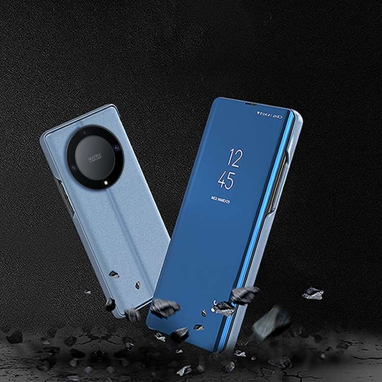 For Honor X50 Plated Mirror Horizontal Flip Leather Phone Case with Holder(Silver)