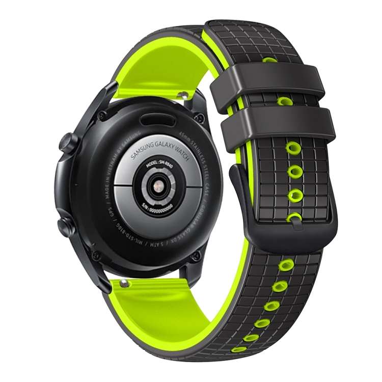 For Garmin Vivoactive 4 22mm Mesh Two Color Silicone Watch Band(Black Lime)