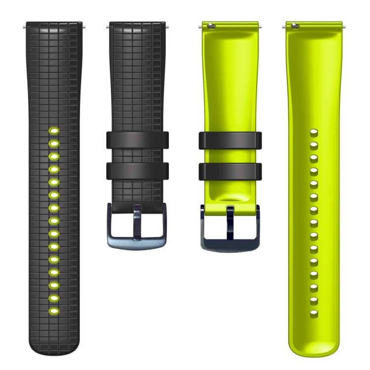 For Garmin Vivoactive 4 22mm Mesh Two Color Silicone Watch Band(Black Lime)