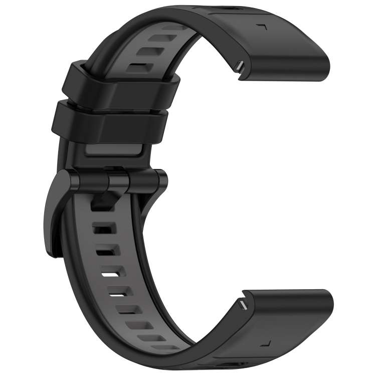 For Garmin Fenix 6X Pro Sports Two-Color Quick Release Silicone Watch Band(Black+Gray)
