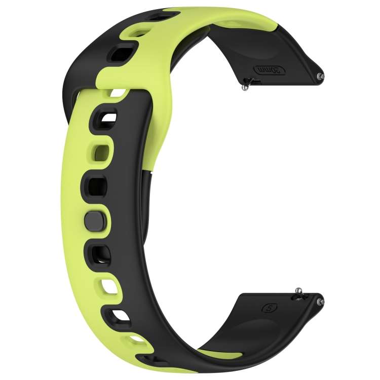For Garmin Vivoactive 4 22mm Double Color Silicone Watch Band(Black+Green)