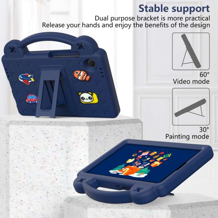 For Samsung Galaxy Tab A9 Handle Kickstand Children EVA Shockproof Tablet Case(Navy Blue)