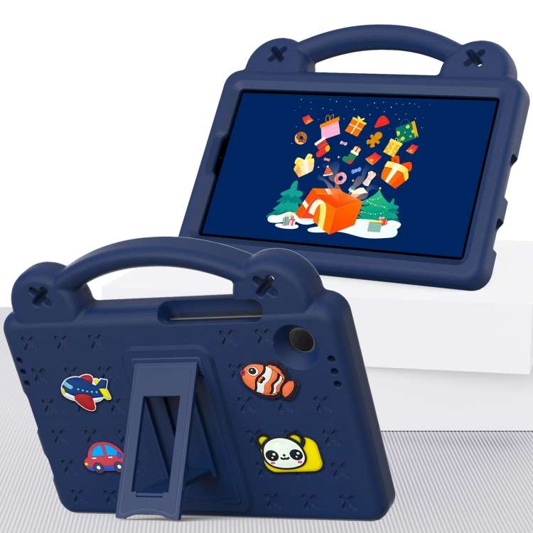 For Samsung Galaxy Tab A9 Handle Kickstand Children EVA Shockproof Tablet Case(Navy Blue)