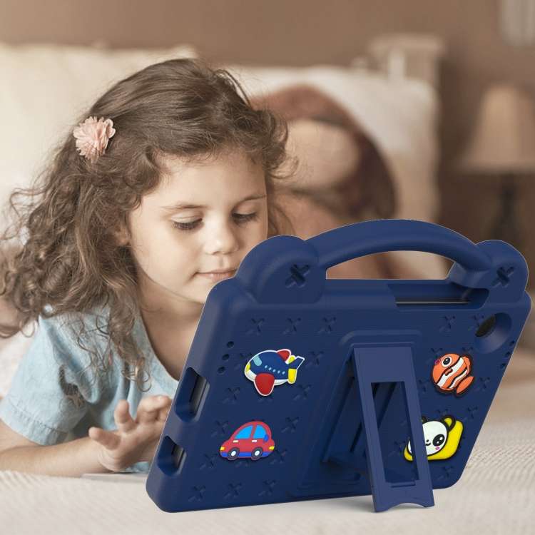 For Samsung Galaxy Tab A9 Handle Kickstand Children EVA Shockproof Tablet Case(Navy Blue)