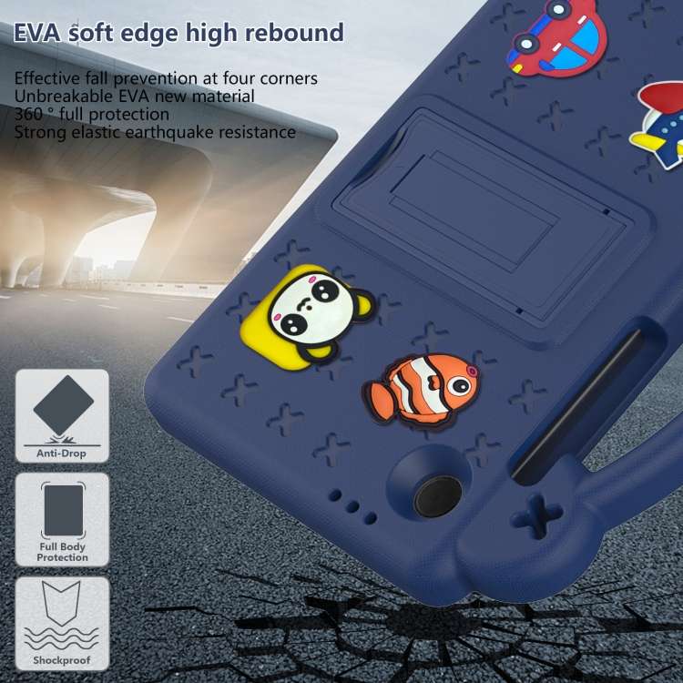 For Samsung Galaxy Tab A9 Handle Kickstand Children EVA Shockproof Tablet Case(Navy Blue)