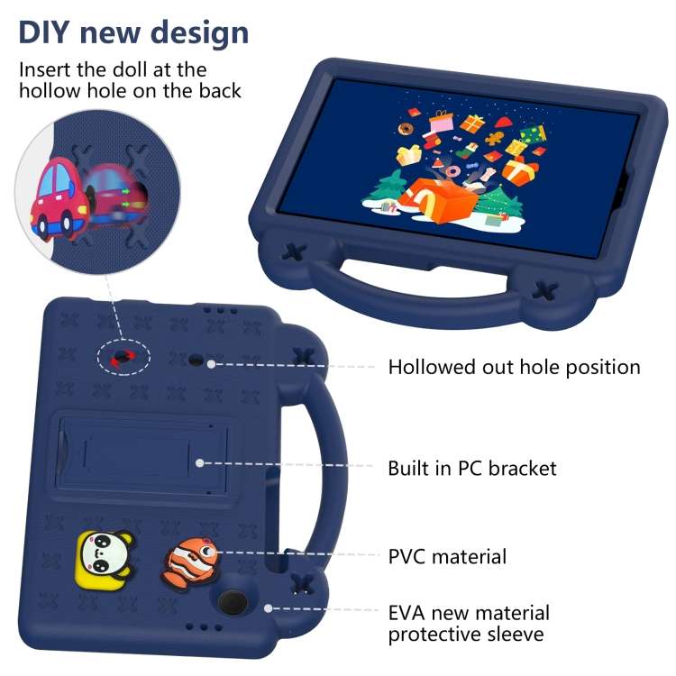 For Samsung Galaxy Tab A9 Handle Kickstand Children EVA Shockproof Tablet Case(Navy Blue)