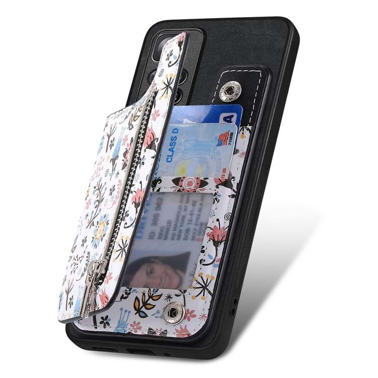 For Redmi Note 13 Pro 5G Retro Painted Zipper Wallet Back Phone Case(Black)
