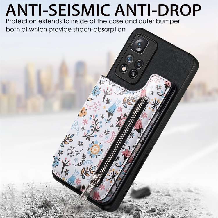 For Redmi Note 13 Pro 5G Retro Painted Zipper Wallet Back Phone Case(Black)