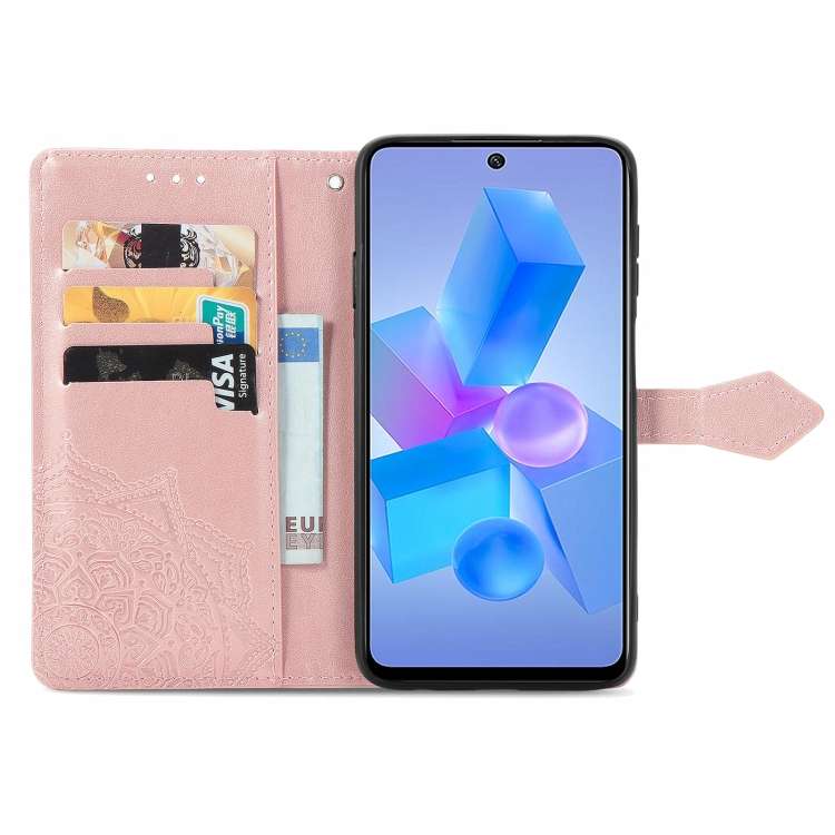 For Infinix Hot 40 4G Mandala Flower Embossed Leather Phone Case(Rose Gold)