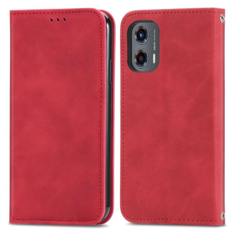 For Motorola Moto G Stylus 5G 2024 Retro Skin Feel Magnetic Flip Leather Phone Case(Red)