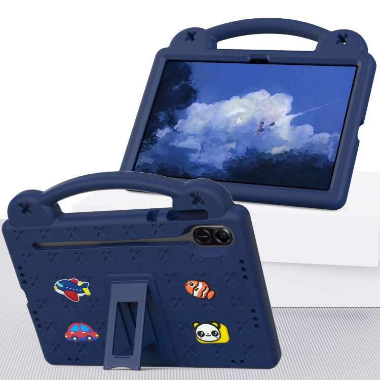 For Honor Pad X9 Handle Kickstand Children EVA Shockproof Tablet Case(Navy Blue)