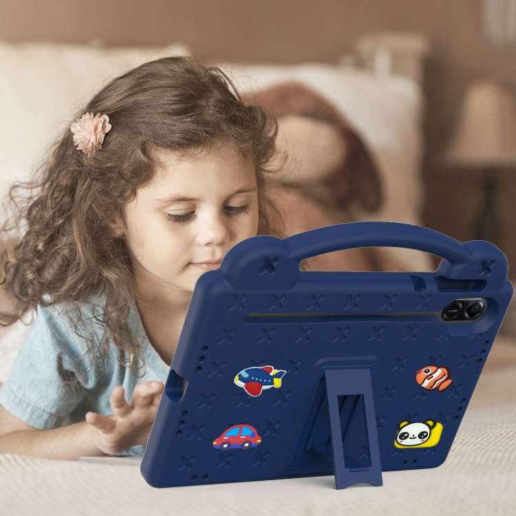 For Honor Pad X9 Handle Kickstand Children EVA Shockproof Tablet Case(Navy Blue)