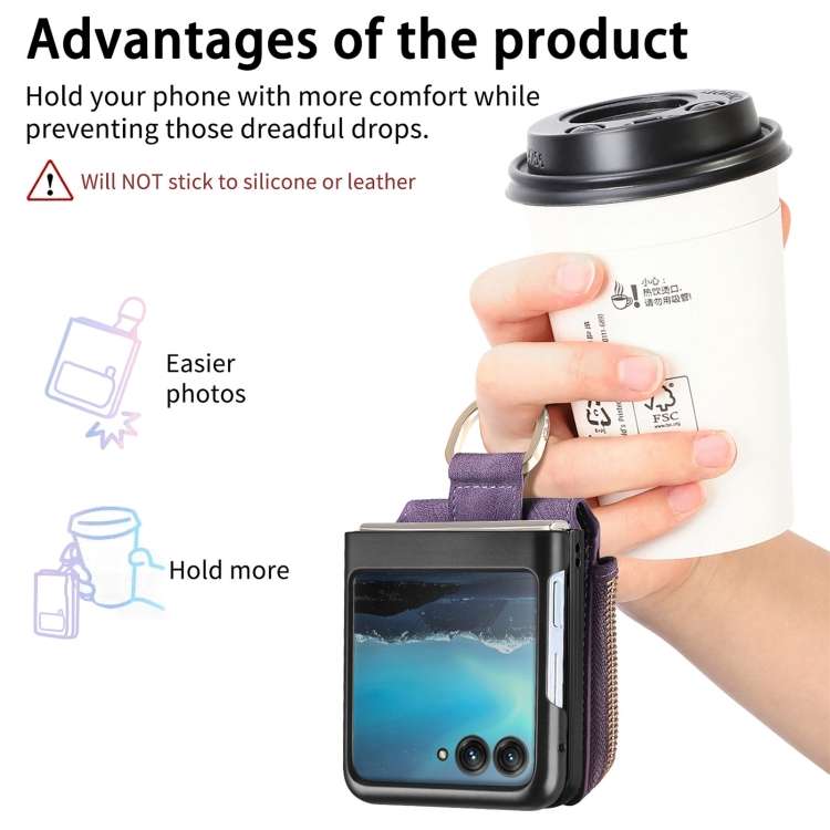 For Motorola Razr 40 Ultra Retro Skin-feel Ring Multi-card Wallet Phone Case(Purple)