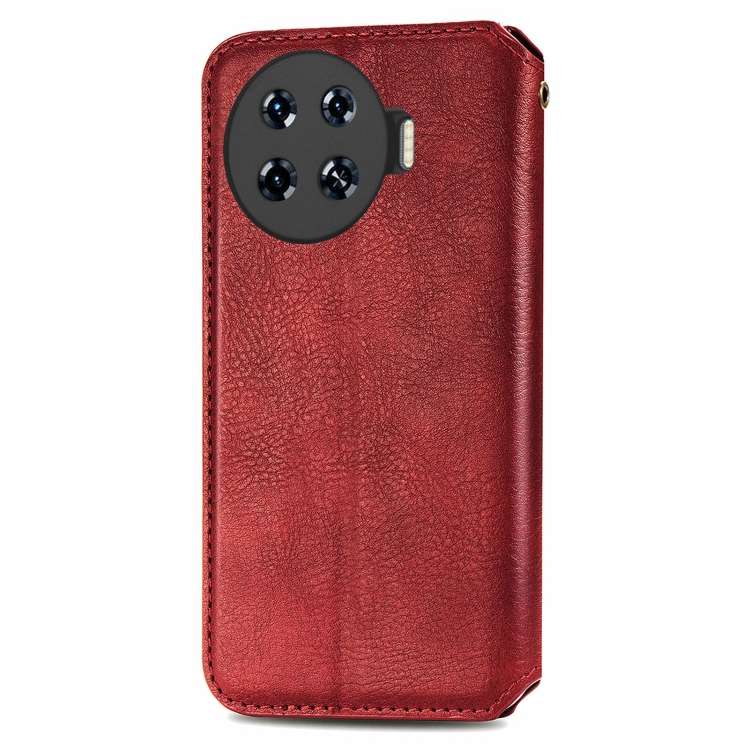 ForTecno Spark 20 Pro+ Cubic Grid Pressed Magnetic Leather Phone Case(Red)