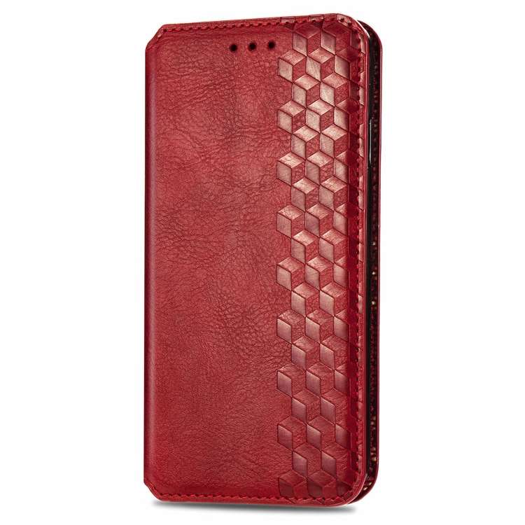 ForTecno Spark 20 Pro+ Cubic Grid Pressed Magnetic Leather Phone Case(Red)