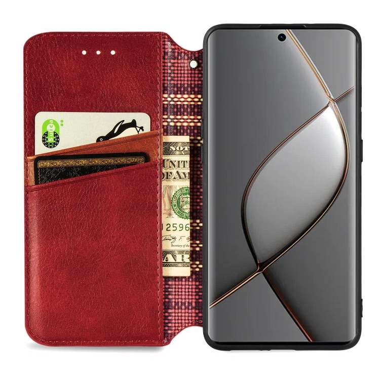 ForTecno Spark 20 Pro+ Cubic Grid Pressed Magnetic Leather Phone Case(Red)