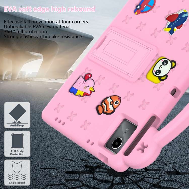 For Onn Tbspg 100110027 2023 Handle Kickstand Children EVA Shockproof Tablet Case(Pink)