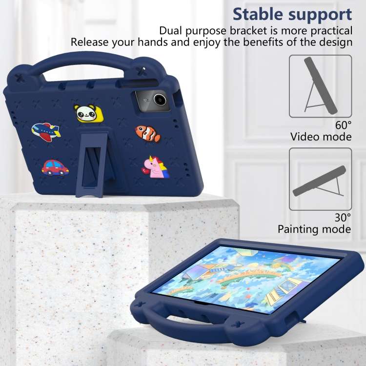 For Onn Tbspg 100110027 2023 Handle Kickstand Children EVA Shockproof Tablet Case(Navy Blue)