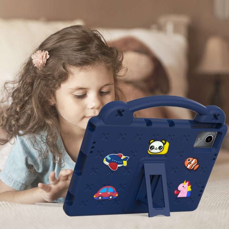 For Onn Tbspg 100110027 2023 Handle Kickstand Children EVA Shockproof Tablet Case(Navy Blue)