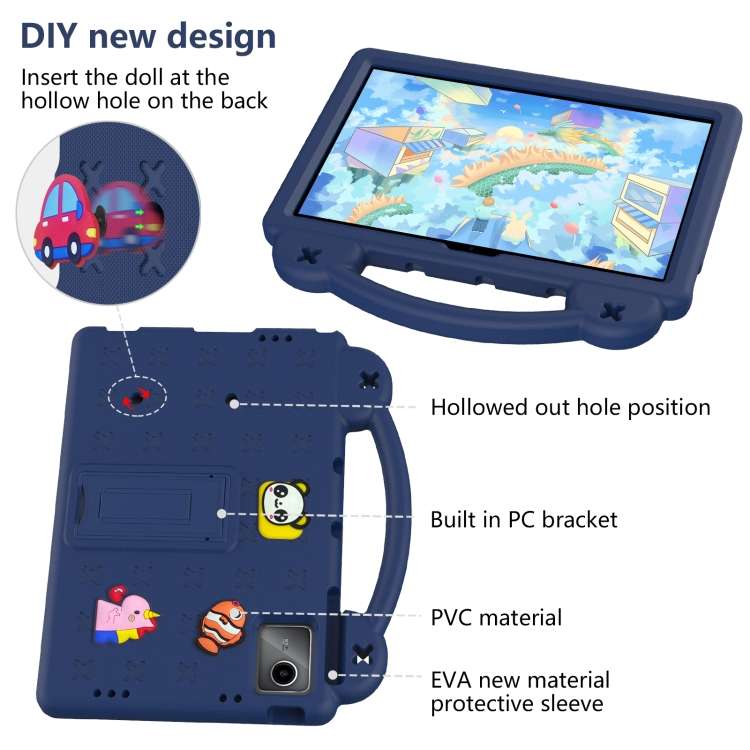 For Onn Tbspg 100110027 2023 Handle Kickstand Children EVA Shockproof Tablet Case(Navy Blue)