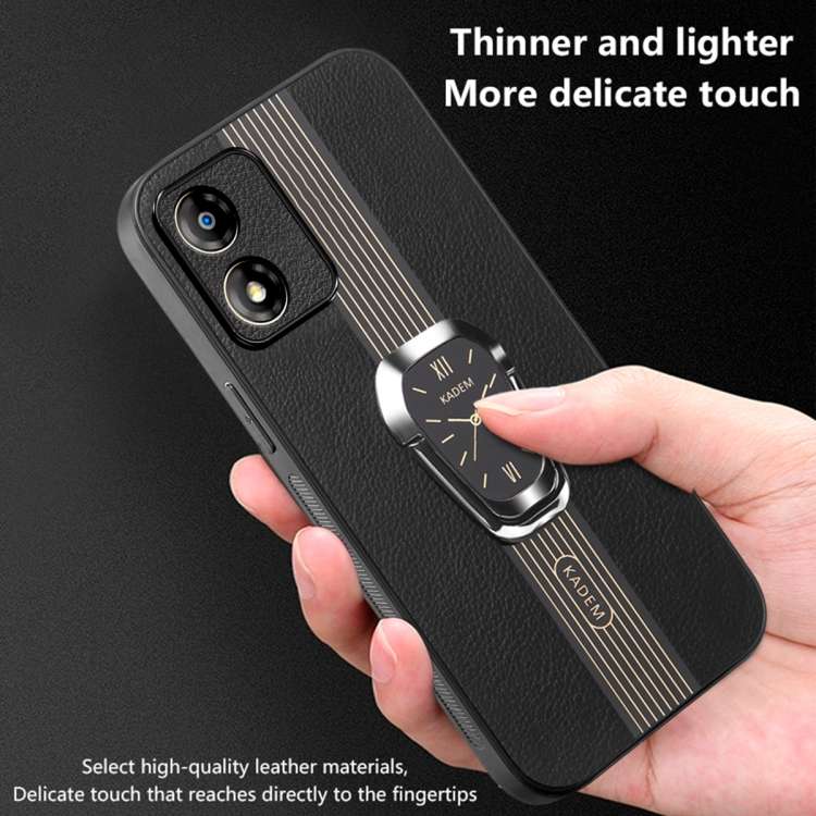 For Motorola Moto E13 Magnetic Litchi Leather Back Phone Case with Holder(Black)