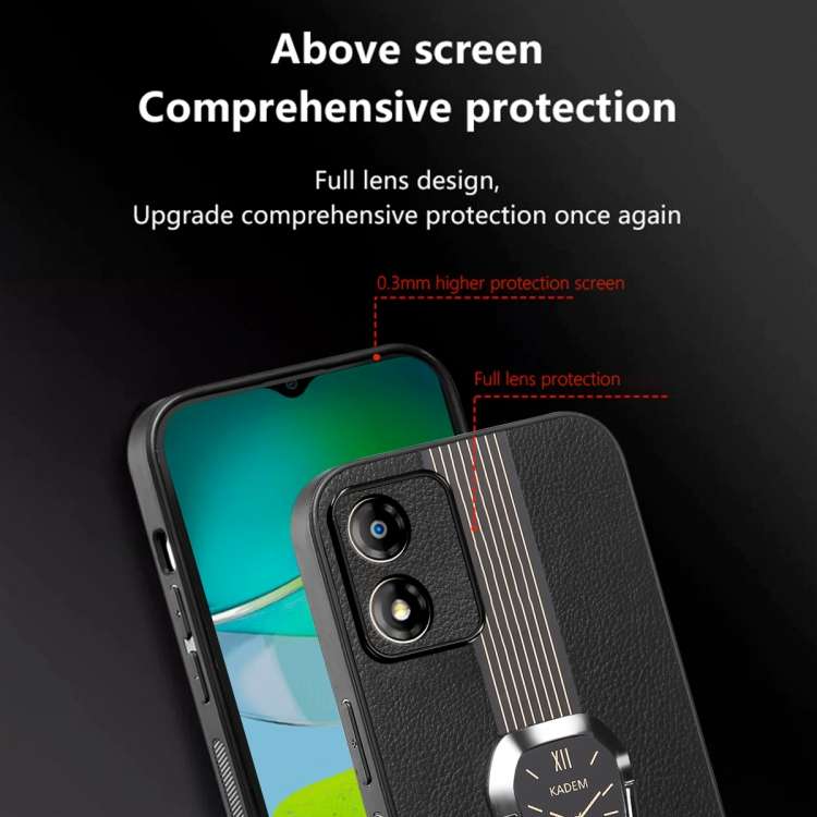For Motorola Moto E13 Magnetic Litchi Leather Back Phone Case with Holder(Black)
