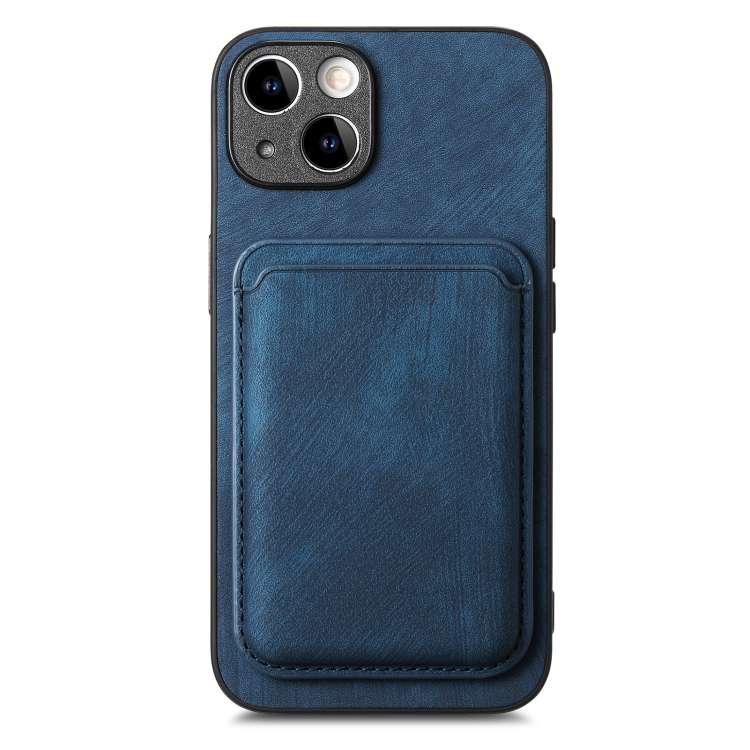 For iPhone 6 Plus / 6s Plus Retro Leather Card Bag Magnetic Phone Case(Blue)