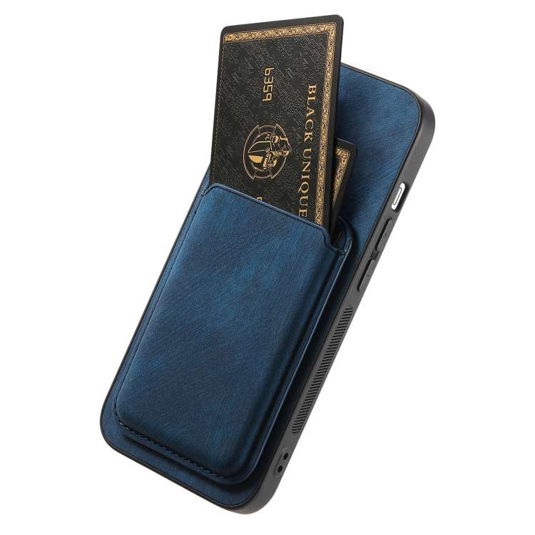 For iPhone 6 Plus / 6s Plus Retro Leather Card Bag Magnetic Phone Case(Blue)