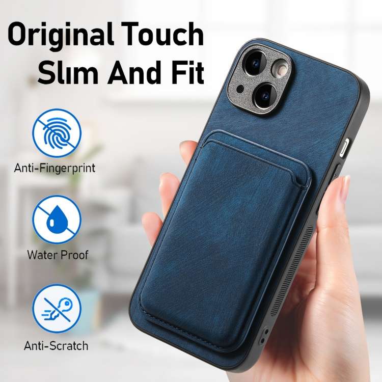 For iPhone 6 Plus / 6s Plus Retro Leather Card Bag Magnetic Phone Case(Blue)